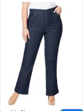 JUST MY SIZE Dark Blue Plus Size High Rise Pull-On Denim Jeans 16 W